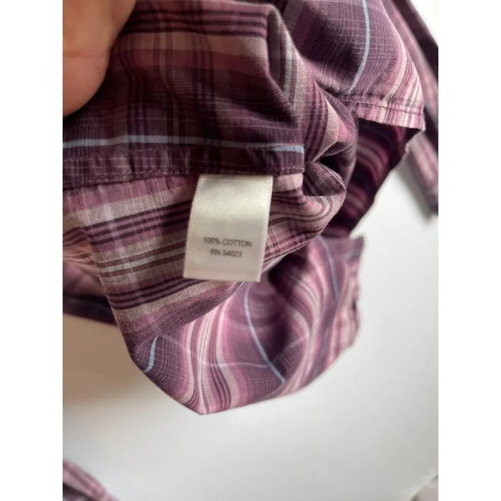 Banana Republic Men’s XL Purple Plum Plaid Button Down Shirt Long Sleeve